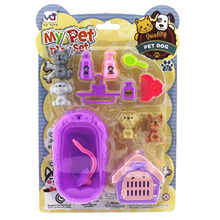 Kız Erkek Çocuk Oyuncak Mor Küvetli Evcil Hayvan Bakım Seti Kız Erkek Çocuk Eğitici