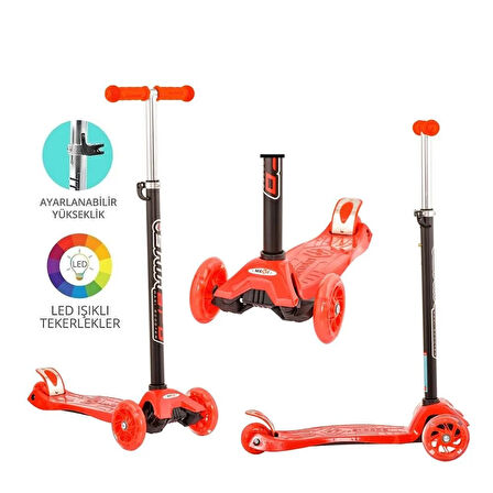 Eğitici Oyuncak Torutoys Kırmızı Twist Işıklı Scooter Kırmızı Kız Erkek Çocuk Eğitici Eğitici Oy