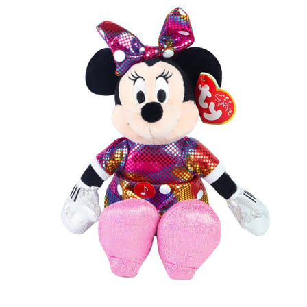 Kız Erkek Çocuk Oyuncak TY Sparkle Sesli Peluş Minnie Mouse Rainbow 21cm Kız Erkek Çocuk Eğitici Eğitici