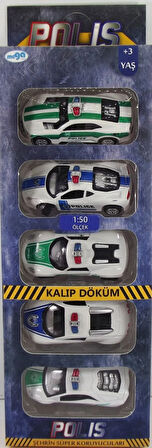 Eğitici Oyuncak Sürtmeli Die Cast 5'Li Metal Polis Araçları Kız Erkek Çocuk Eğitici Eğitici Oyun