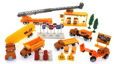 Öğretici Oyuncak Tankerli Metal Kamyon Seti Kız Erkek Çocuk Eğitici