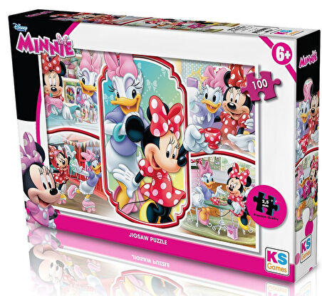 Eğlenceli Oyuncak KS Puzzle 100 Parça Minnie Mouse Kız Erkek Çocuk Eğitici