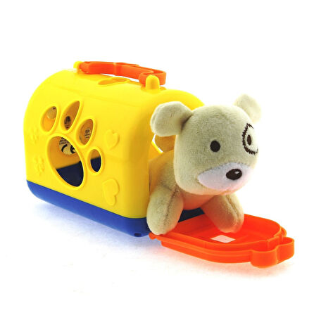 Kız Erkek Çocuk Oyuncak Taşıma Çantalı Peluş Sarı Yavru Köpek Kız Erkek Çocuk Eğitici