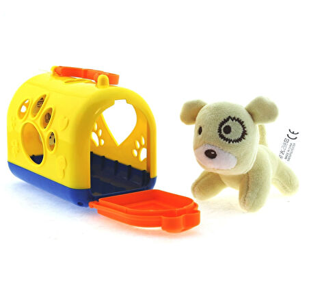 Kız Erkek Çocuk Oyuncak Taşıma Çantalı Peluş Sarı Yavru Köpek Kız Erkek Çocuk Eğitici