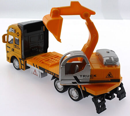 Kız Erkek Çocuk Oyuncak Die Cast Çek Bırak Sarı Kepçe Kız Erkek Çocuk Eğitici