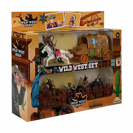 Eğitici Oyuncak At Arabalı 2 Katlı Kovboy Oyun Seti - Beyaz-Siyah At Kız Erkek Çocuk Eğitici Eği