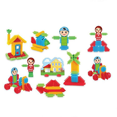 Eğitici Oyuncak Dede Kaktüs Bloklar Kova 120 Parça Kız Erkek Çocuk Eğitici