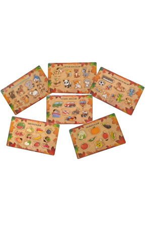 Eğitici Öğretici Çocuk Oyuncaklar Bıngo Eşleştirme Eğitici Öğretici Ahşap Eşleştirme Oyunu 6 lı set