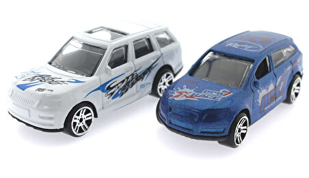 Öğretici Oyuncak 2'li Metal Yarış Arabası Seti Beyaz Suvlu Kız Erkek Çocuk Eğitici Eğitici Oyunca