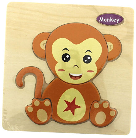 Eğitici Oyuncak Maymun Ahşap Puzzle Kız Erkek Çocuk Eğitici