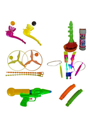 Eğitici Öğretici Çocuk Oyuncaklar Ekonomik Eğlence Seti Medium Ufo Daire Zurna Balonçuk Işıklı Sapan