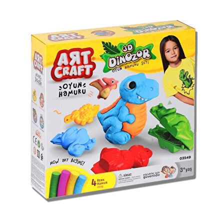 Öğretici Oyuncak Dede 3D Dinozor Oyun Hamuru Seti Kız Erkek Çocuk Eğitici