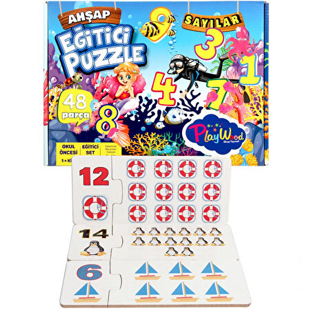 Kız Erkek Çocuk Oyuncak Playwood Ahşap Eğitici Puzzle Sayılar Kız Erkek Çocuk Eğitici