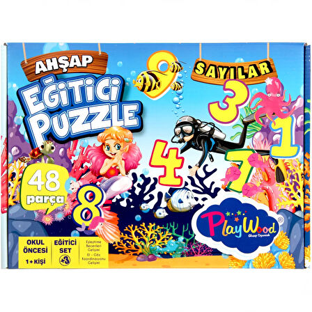 Kız Erkek Çocuk Oyuncak Playwood Ahşap Eğitici Puzzle Sayılar Kız Erkek Çocuk Eğitici