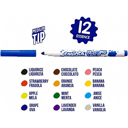 Öğretici Oyuncak Carioca Kokulu Keçeli Boya Kalemi 12'li Kız Erkek Çocuk Eğiticil