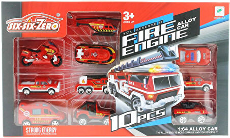 Eğitici Oyuncak 10'lu Die Cast Metal İtfaiye Araçları Seti Kız Erkek Çocuk Eğitici Eğitici Oyunc