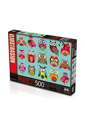 Kız Çocuk Oyuncak Erkek Çocuk Oyuncak KS Multi Owls 500 Parça Puzzle Eğitici Oyuncaklar