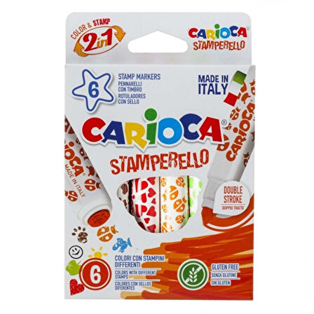 Eğlenceli Oyuncak Carioca Stamperello Keçeli Boya Kalemi 6'lı Kız Erkek Çocuk Eğitici Eğitici Oyun