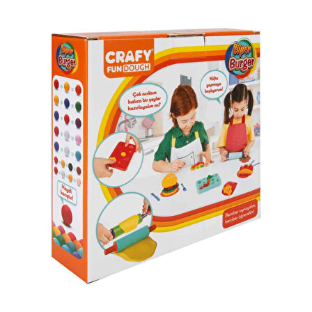 Öğretici Oyuncak Crafy Süper Burger Oyun Hamuru Seti 200 gr. 12 Parça Kız Erkek Çocuk Eğitici Eği