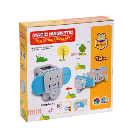Eğlenceli Oyuncak Manyetik Fil Blok Seti 12 Parça Kız Erkek Çocuk Eğitici