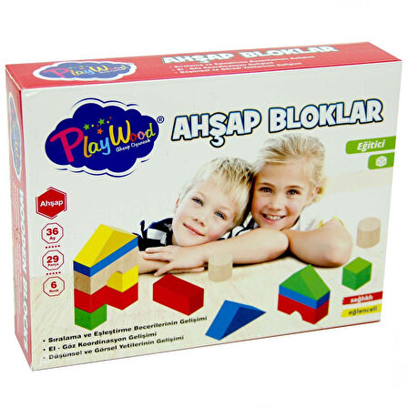 Eğlenceli Oyuncak Playwood Eğitici Ahşap Bloklar 29 Parça Kız Erkek Çocuk Eğiticil