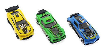 Eğitici Oyuncak Die Cast Metal 3'lü Yarış Arabaları Yeşil Araçlı Kız Erkek Çocuk Eğitici Eğitici