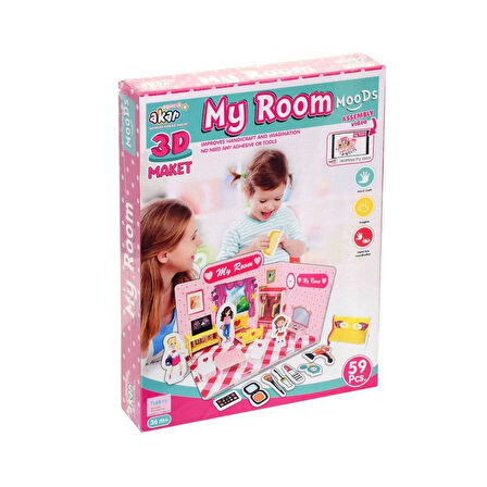 Eğitici Oyuncak Benim Odam Maket 3 Boyutlu Puzzle Kız Erkek Çocuk Eğitici