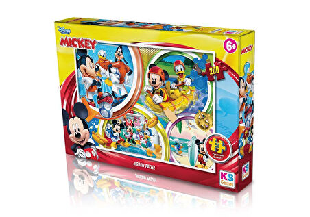 Kız Erkek Çocuk Oyuncak KS Mickey Mouse Puzzle 200 Parça Kız Erkek Çocuk Eğitici