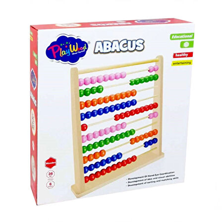 Eğlenceli Oyuncak Playwood Kutuda Ahşap Büyük Abaküs Kız Erkek Çocuk Eğitici