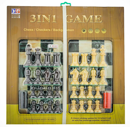 Eğitici Oyuncak 3'ü Bir Arada Satranç Tavla Dama Seti Kız Erkek Çocuk Eğitici