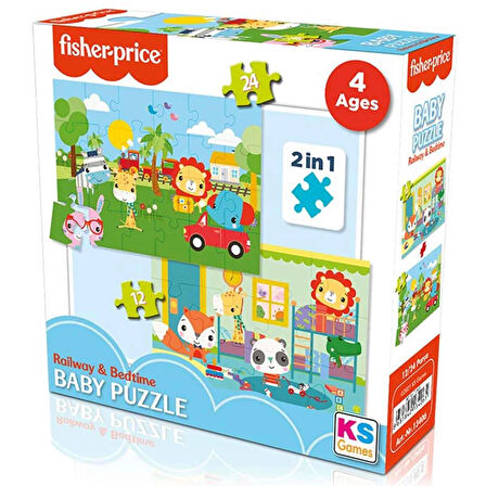 Öğretici Oyuncak Fisher Price Baby Railway & Bedtime 2’si 1 Arada Puzzle Kız Erkek Çocuk Eğitici