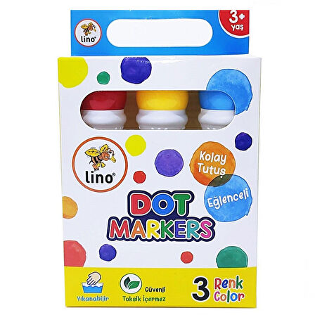 Kız Erkek Çocuk Oyuncak Lino Dot Markers 3'lü Yıkanabilir Kız Erkek Çocuk Eğitici