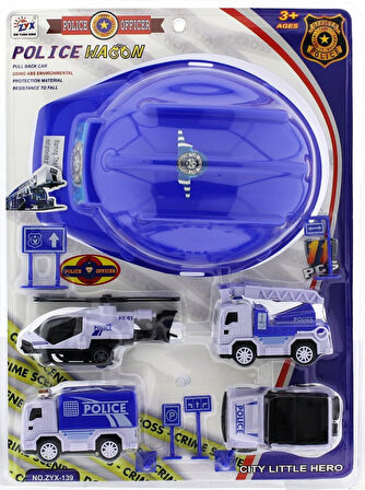Öğretici Oyuncak Baretli Polis Araçları Seti Kız Erkek Çocuk Eğitici