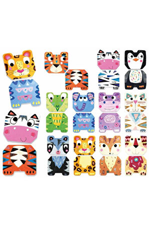 Kız Çocuk Oyuncak Erkek Çocuk Oyuncak Headu Ecoplay Hayvanlar Hafıza Oyunu MU26142 Eğitici Oyuncakla