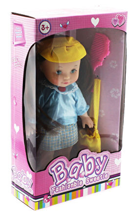 Eğlenceli Oyuncak Mavi Saten Elbiseli Et Bebek Kız Erkek Çocuk Eğitici