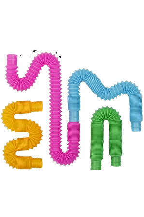 Eğitici Öğretici Çocuk Oyuncaklar Pop Tubes Mavi-kırmızı-pembe 3Adet Renkli Uzayan Borular