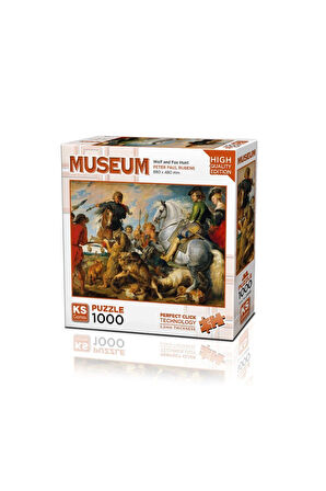 Kız Çocuk Oyuncak Erkek Çocuk Oyuncak 20666 Wolf And Fox Hunt 1000 Parça Puzzle -KS Puzzle Eğitici O