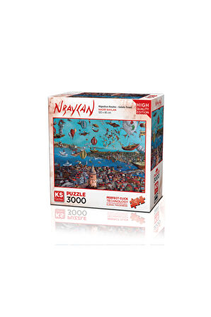 Kız Çocuk Oyuncak Erkek Çocuk Oyuncak KS Puzzle 3000 Parça Nbaylan Migration Routes-Galata Tower Eği