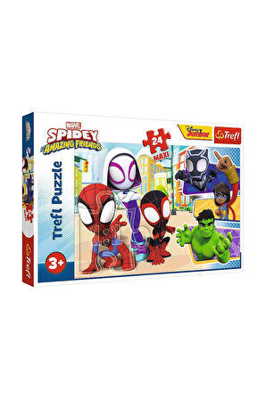 Kız Çocuk Oyuncak Erkek Çocuk Oyuncak PUZZLE-14348 Maxi Spidey And His 24 Parça Çocuk Puzzle -Vardem