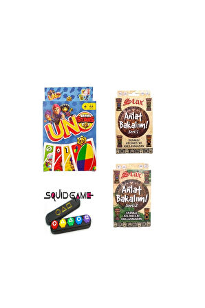 Eğitici Öğretici Çocuk Oyuncaklar Squid Game 2 Gonggi 5 Taş Brawl Stars Uno + Anlat Bakalım Seri 1 +