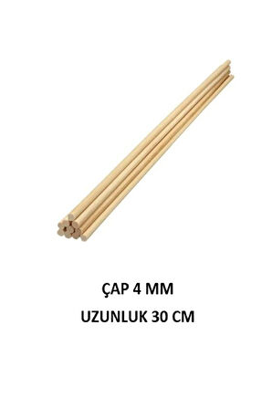Eğitici Öğretici Çocuk Oyuncaklar 100Adet Ahşap Yuvarlak Çubuk 30cm X 4mm