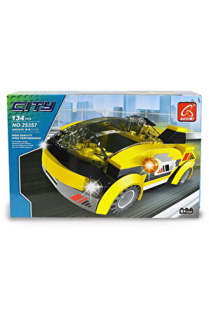Kız Çocuk Oyuncak Erkek Çocuk Oyuncak Ausini City Sarı Spor Araba 134 Parça Eğitici Oyuncaklar
