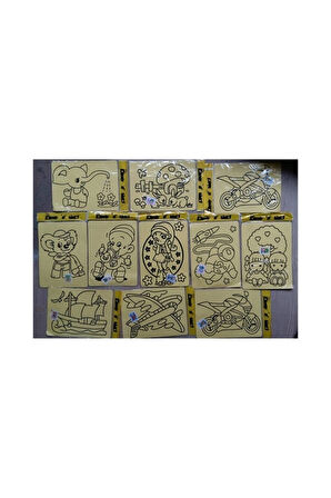 Eğitici Öğretici Çocuk Oyuncaklar 5Adet Kum Boyama Seti Kumla Resim Çizme Oyunu