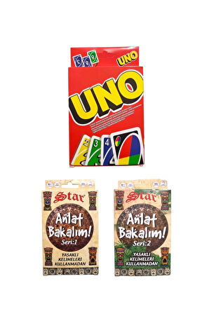 Eğitici Öğretici Çocuk Oyuncaklar Uno + Anlat Bakalım Seri 1 + Seri 2 Oyun Kartları - 3 lü Set