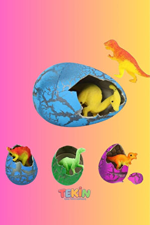 Eğitici Öğretici Çocuk Oyuncaklar 6Adet BÜYÜK BOY 6Cm Islanınca Çatlayıp Büyüyen Dinozor Yumurtası O