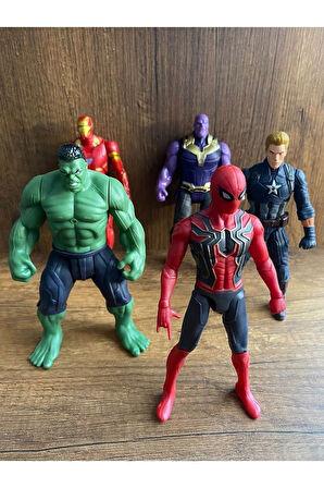 Eğitici Öğretici Çocuk Oyuncaklar Avengers 5li Figür Oyuncak Hulk Örümcek Adam Thanos Ironman Figür