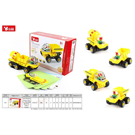 Eğlenceli Oyuncak 433 Dubie İnşaat Araçları 5in1 / 38 parça +5 Kart /+3 yaş Kız Erkek Çocuk Eğiticila