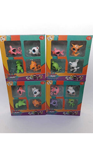 Eğitici Öğretici Çocuk Oyuncaklar Miniş Hayvanlar 4 Lü Miniş Oyuncak Set Miniş 4 Lü Pet Shop