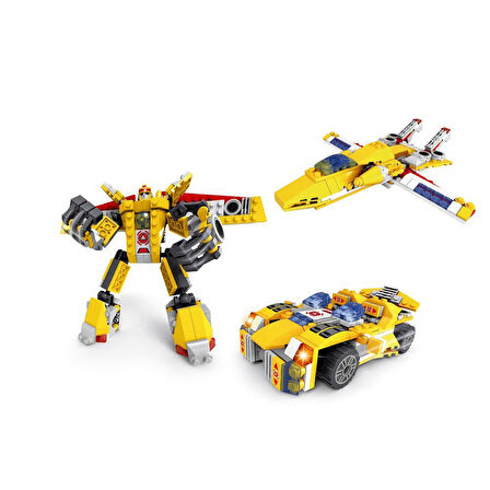 Kız Erkek Çocuk Oyuncak Ausini Assembling Master 3 in 1 273 Parça Sarı Dönüşen Robot Kız Erkek Çocuk Eğitici Öğretici Oyunca