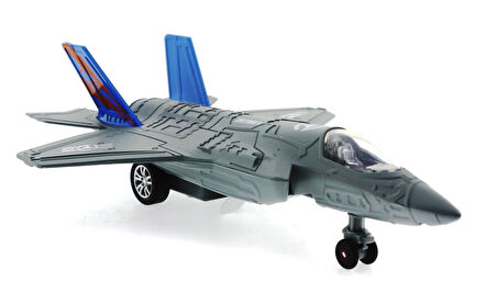 Kız Erkek Çocuk Oyuncak Çek Bırak Metal F-35 Benzeri Gri Savaş Uçağı Sesli Işıklı Kız Erkek Çocuk Eğiticila